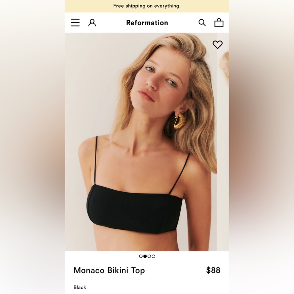 Reformation Monaco Bikini Top Black - Size M